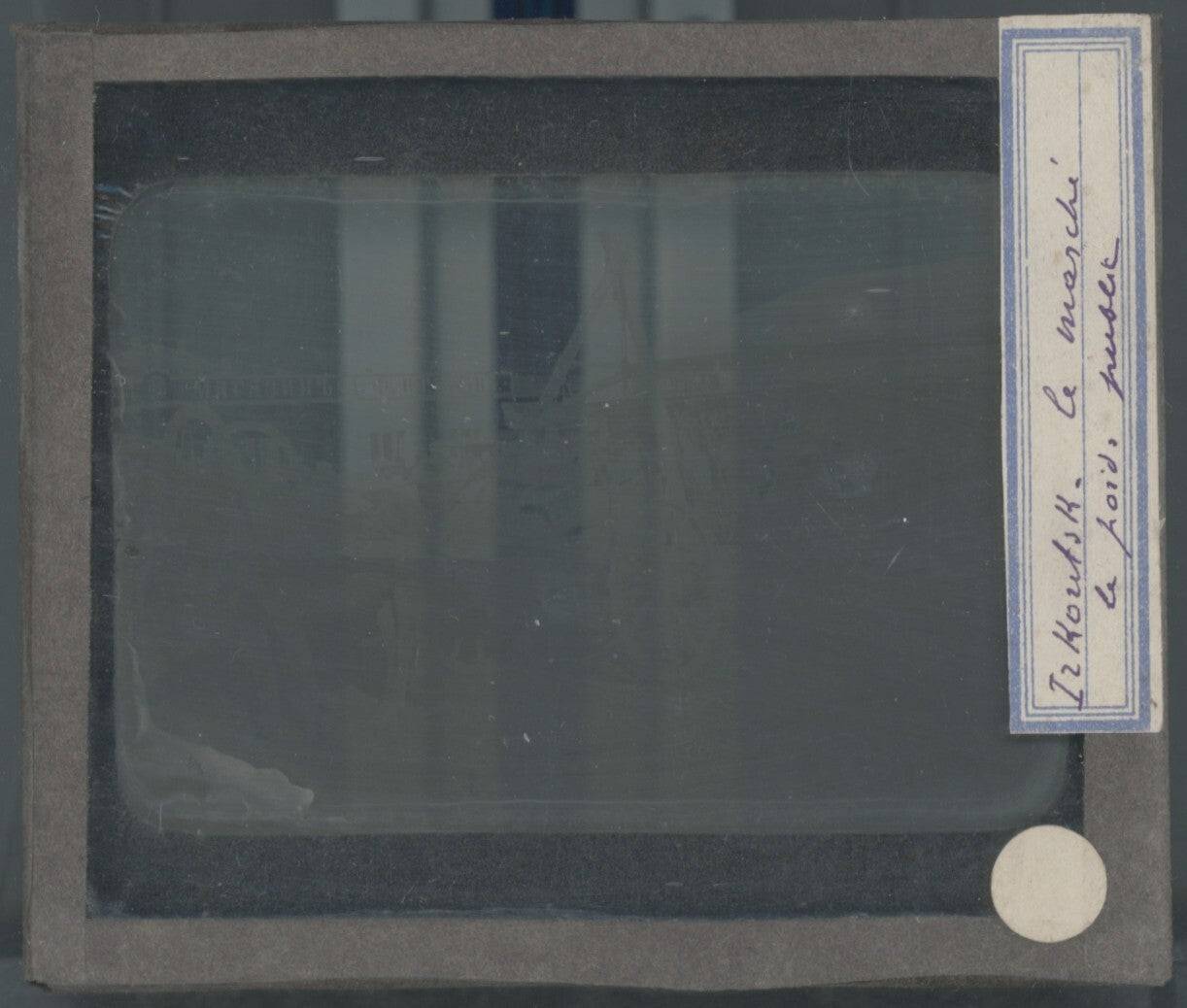 Marché Irkoutsk, Russie, photo plaque verre, noir & blanc, positif 8,5x10 cm