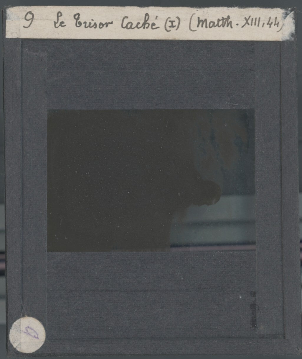 Matthieu, scène religieuse, dessin peinture plaque de verre, positif 8,5x10 cm