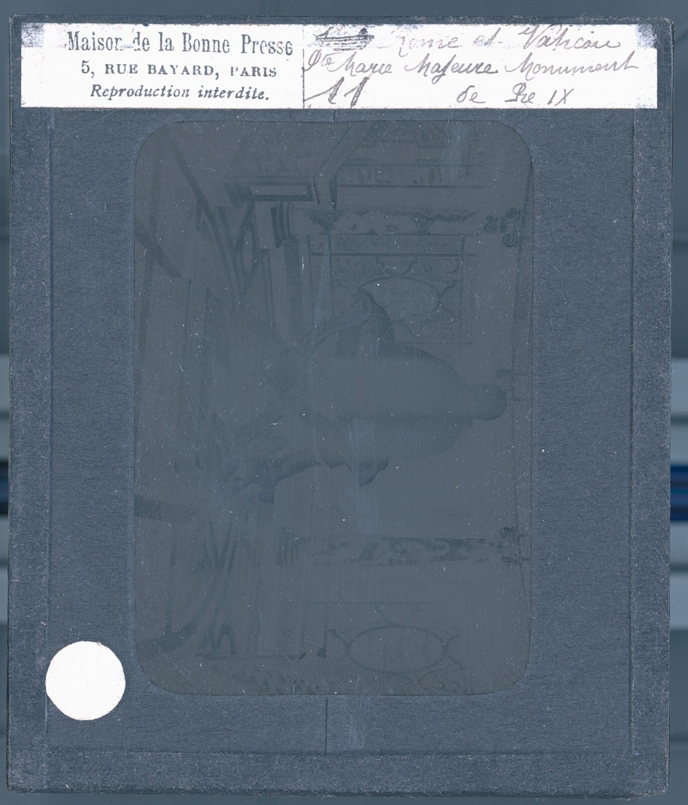 Statue de Pie IX, Rome, photo ancienne plaque de verre, positif 8,5x10 cm