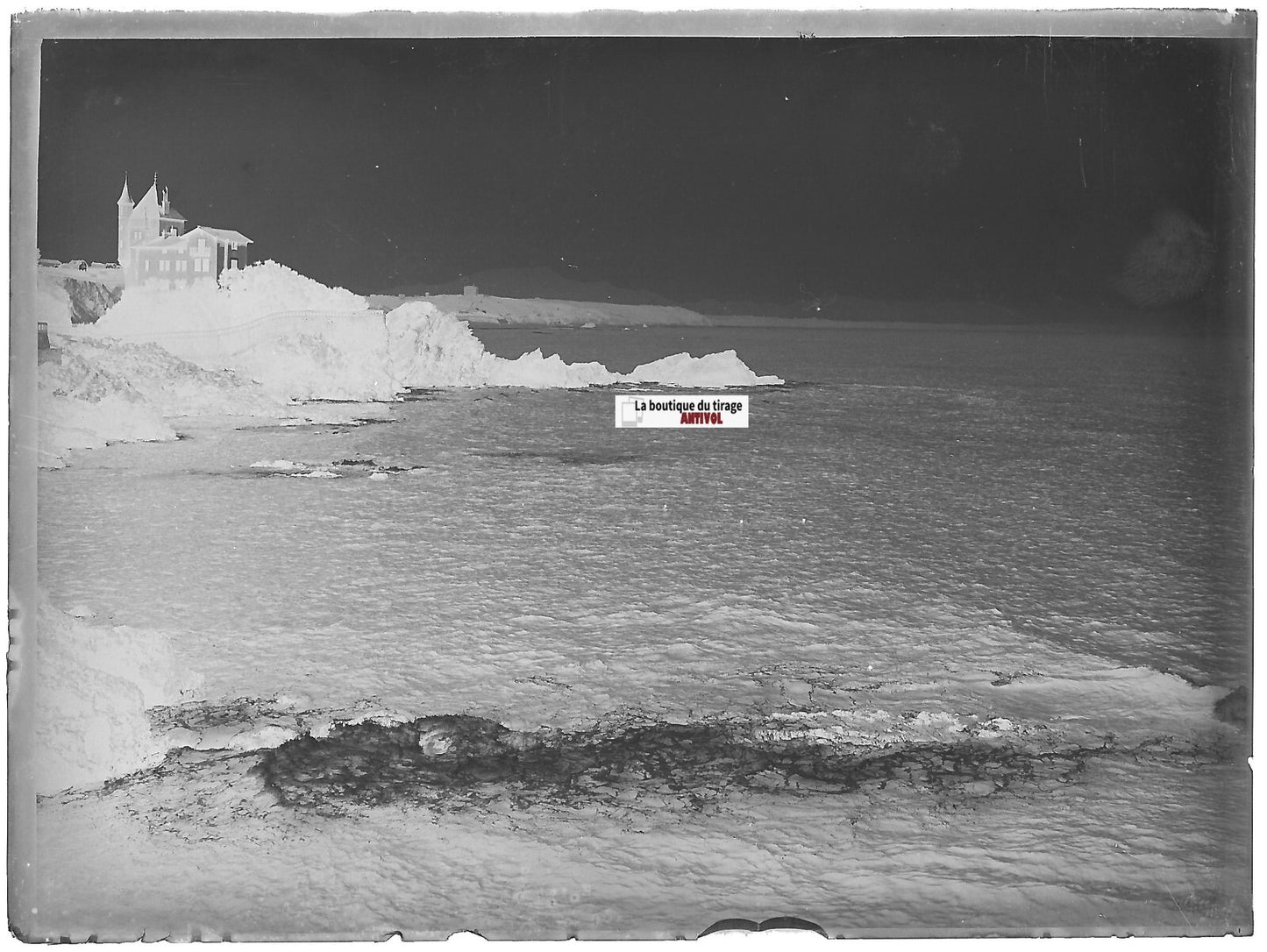 Biarritz, Villa Belza, Plaque verre photo ancienne, négatif noir & blanc 9x12 cm