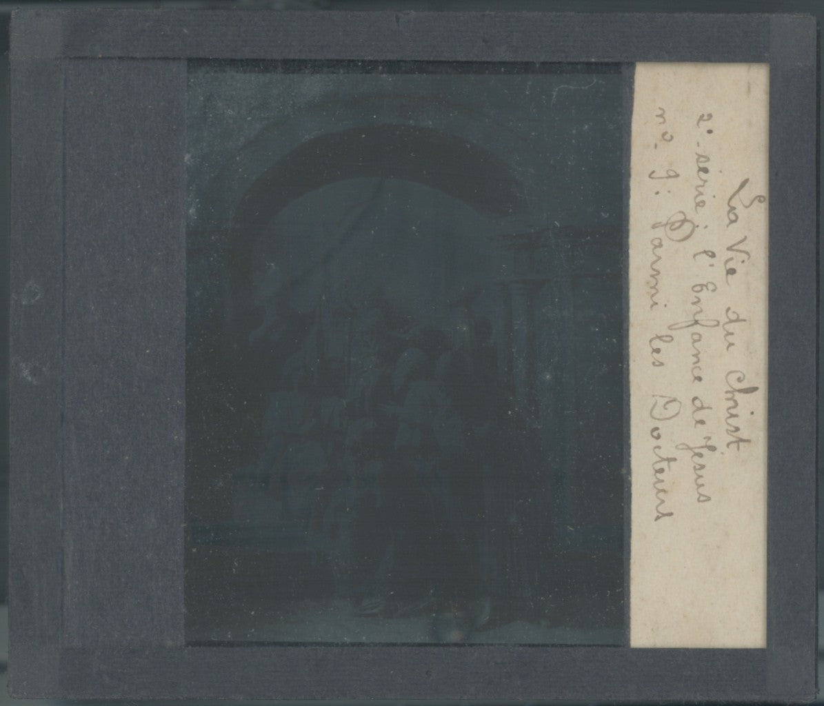 Jésus parmi les docteurs, photo plaque verre, noir & blanc, positif 8,5x10 cm