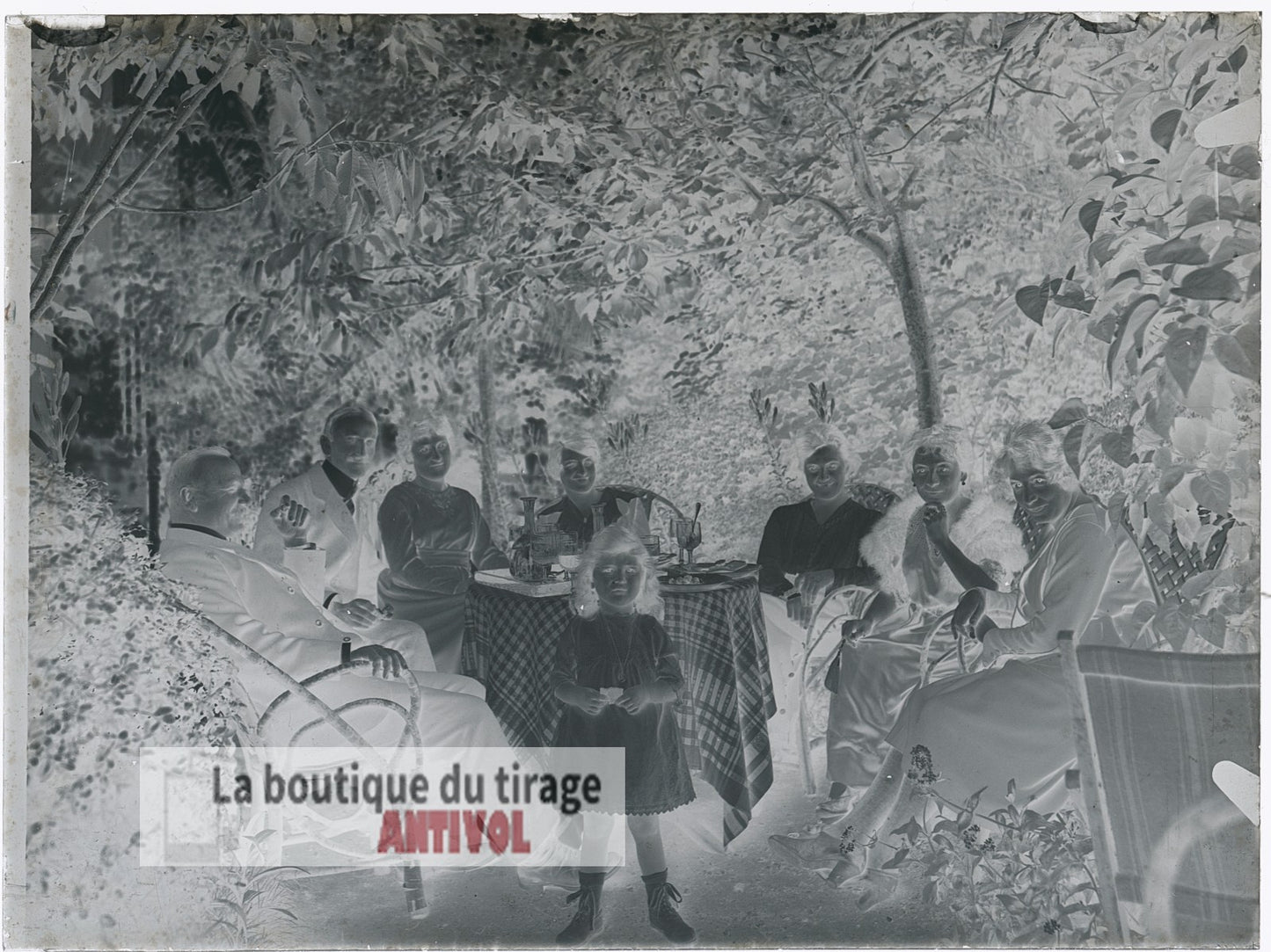 Photo de famille, France, plaque verre, photo ancienne, négatif 9x12 cm