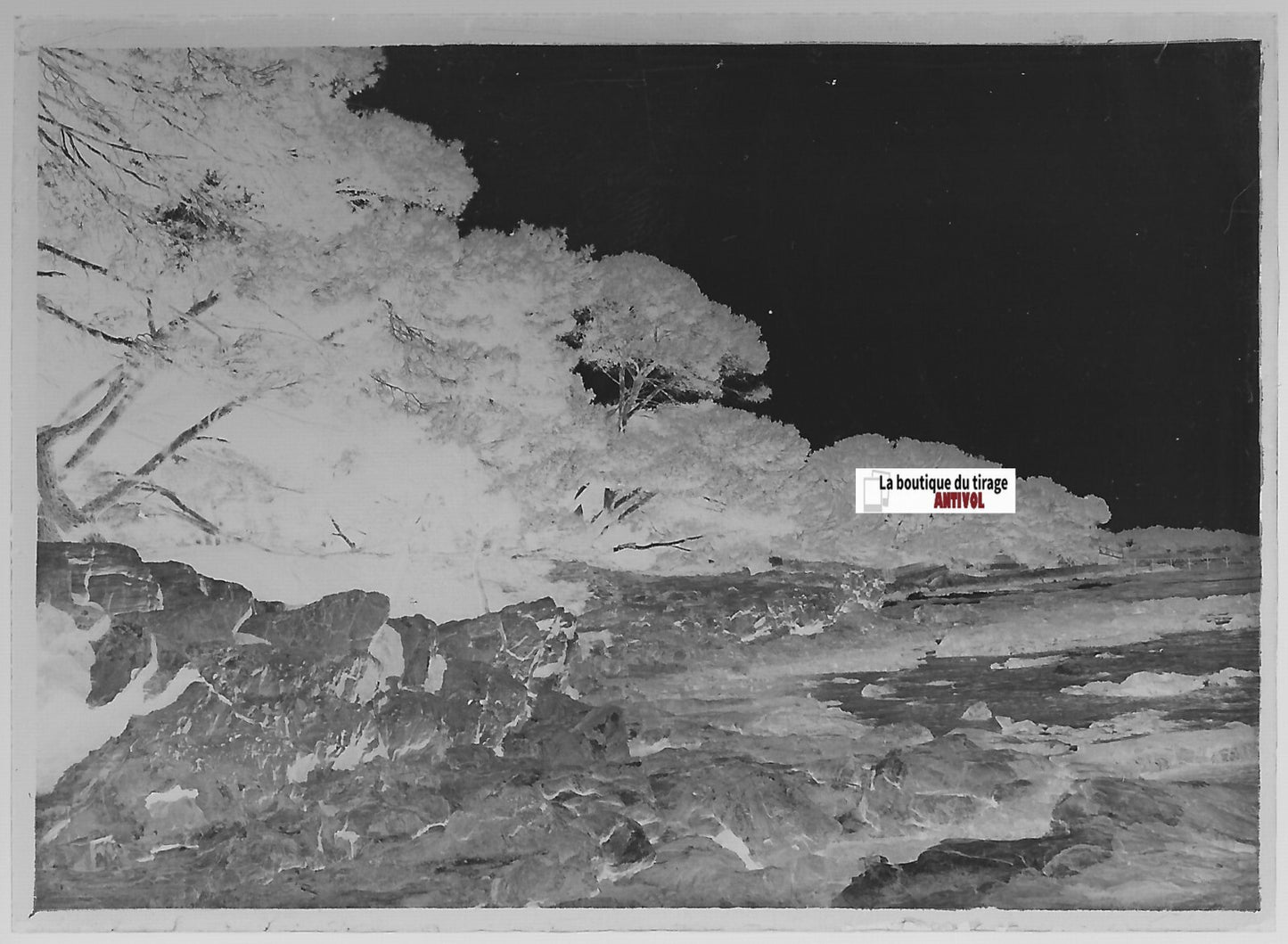 Mer paysage, France, Plaque verre photo ancienne, négatif noir & blanc 6x9 cm