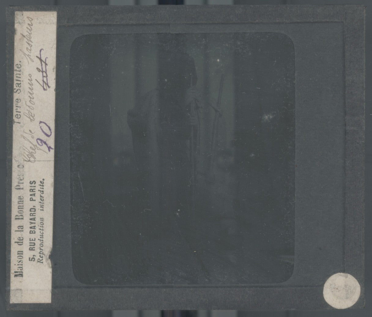 Chef de Bédouins, photo ancienne plaque verre, noir & blanc, positif 8,5x10 cm