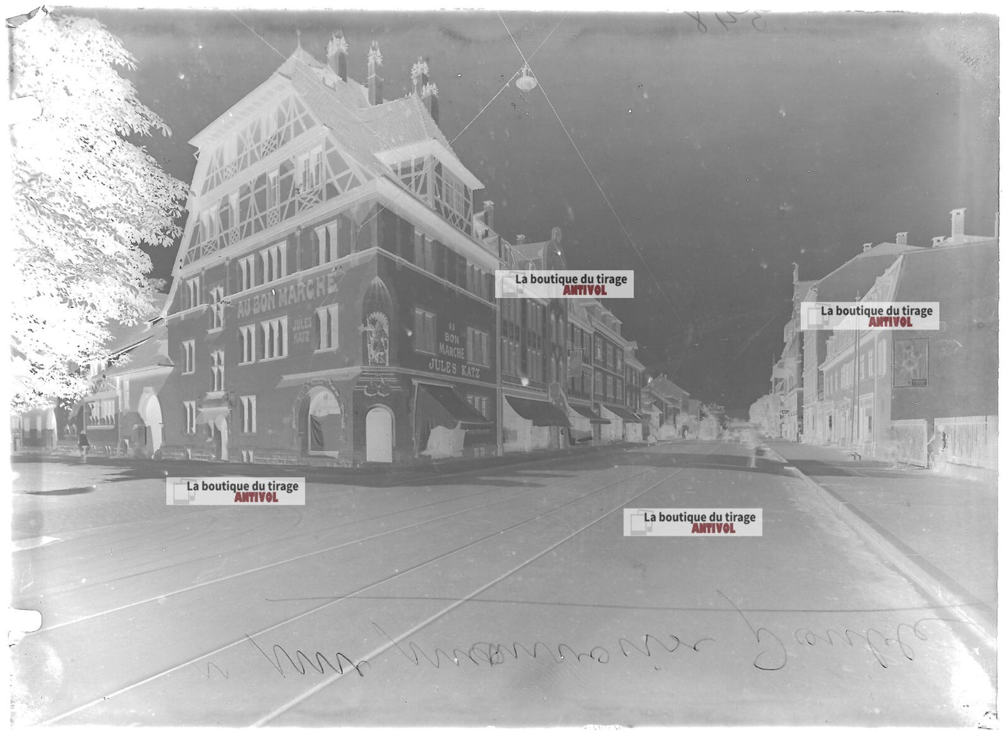 Plaque verre photo ancienne négatif noir et blanc 13x18 cm Saint-Louis Alsace