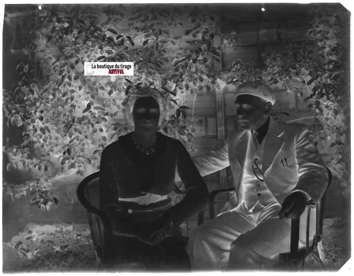 Amour, couple, France, Plaque verre photo ancienne, négatif noir & blanc 9x12 cm