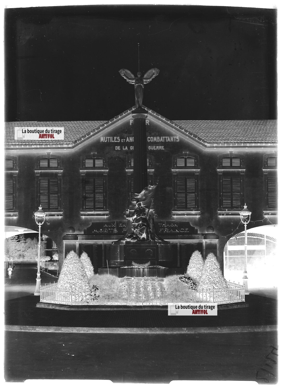 Plaque verre photo ancienne négatif noir et blanc 13x18 cm Thaon-les-Vosges