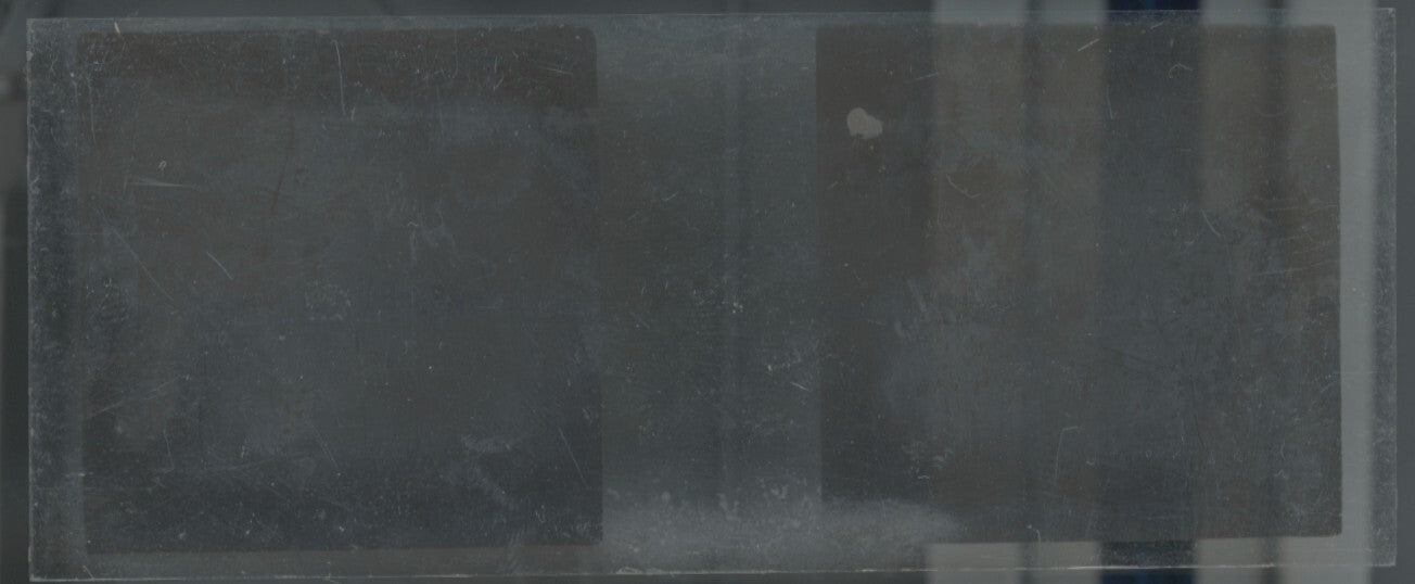 Mer, château, ruine, Plaque verre stéréo, positif noir & blanc 4,5x10,7 cm