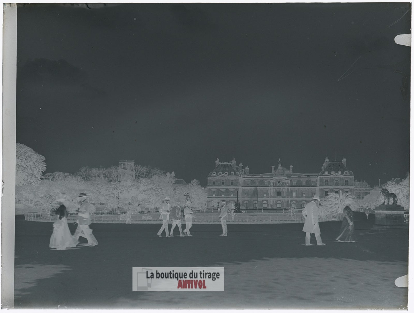 Palais du Luxembourg, Paris, plaque verre, photo ancienne, négatif 9x12 cm