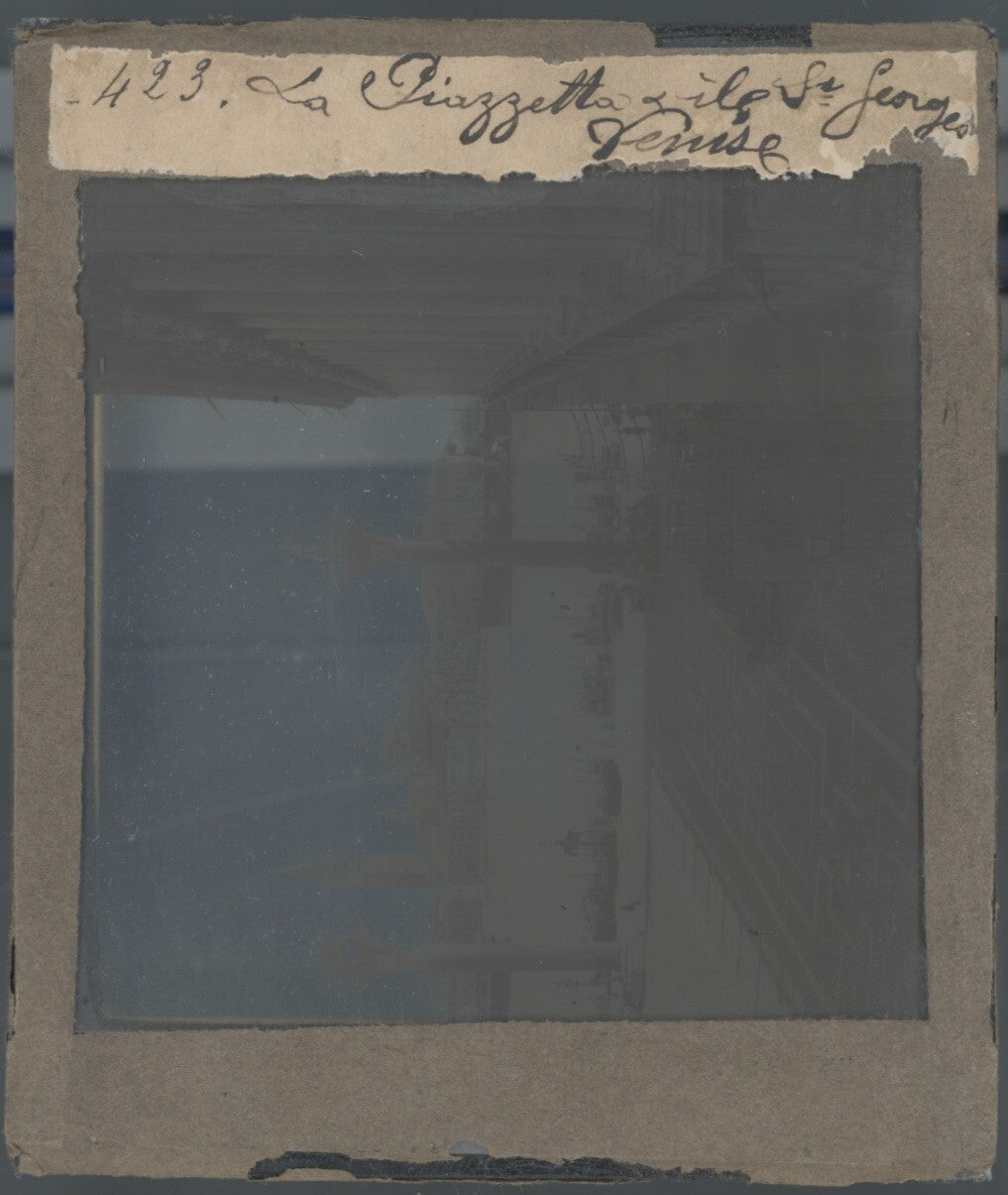 Place Saint-Marc, Venise Italie, photo ancienne plaque verre, positif 8,5x10 cm