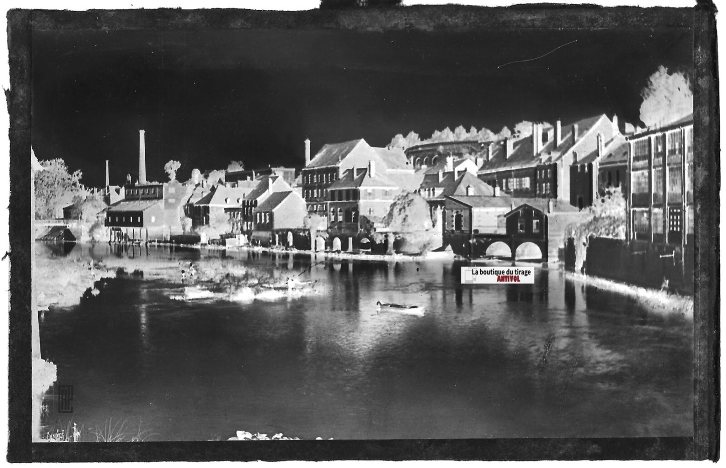Plaque verre photo ancienne, négatif noir & blanc 9x14 cm, Sedan, Meuse, France
