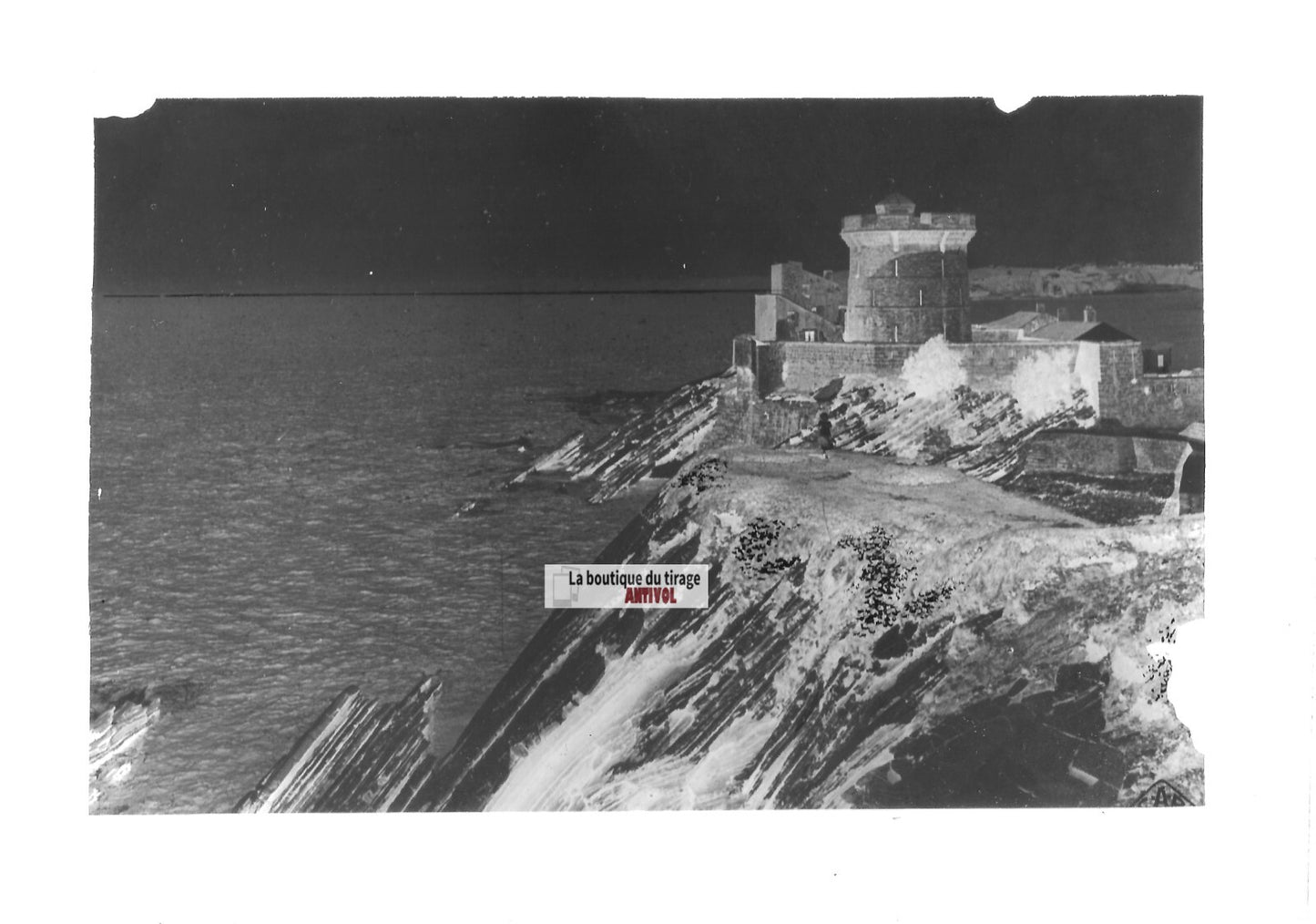 Plaque verre photo ancienne négatif noir et blanc 13x18 cm Saint Jean De Luz