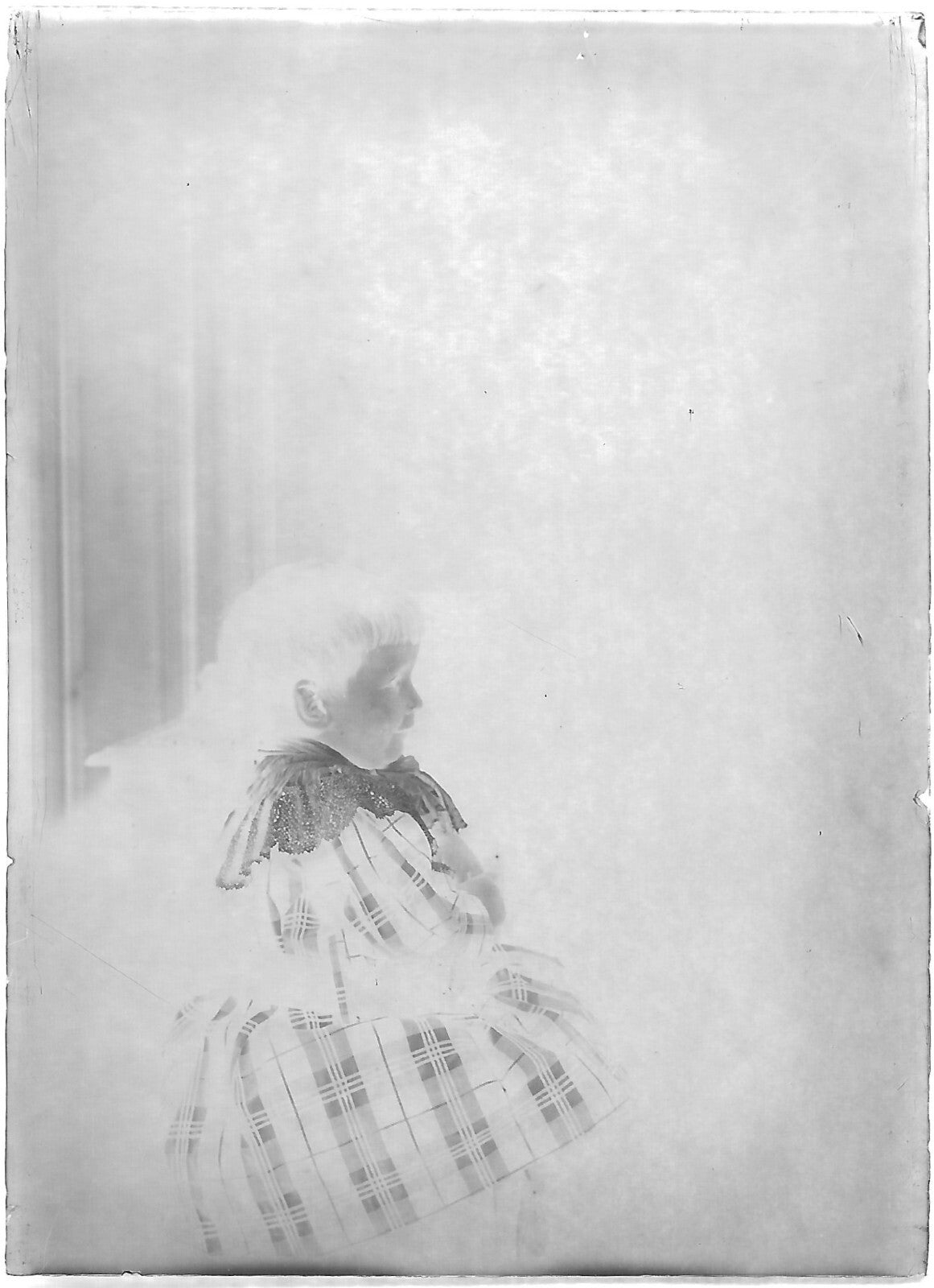 Plaque verre photo négatif noir et blanc 6x9 cm portrait enfant glass plate