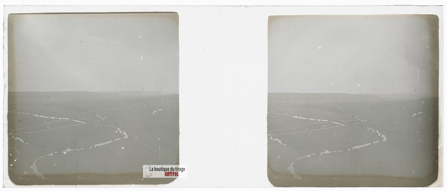 Vallée de la Moselle, Vosges, plaque verre stéréo, photo ancienne 4,5x10,7 cm