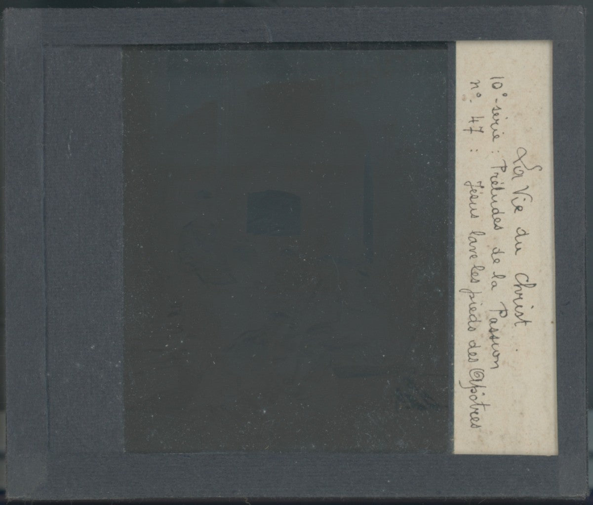 Jésus lave les pieds, photo plaque verre, noir & blanc, positif 8,5x10 cm