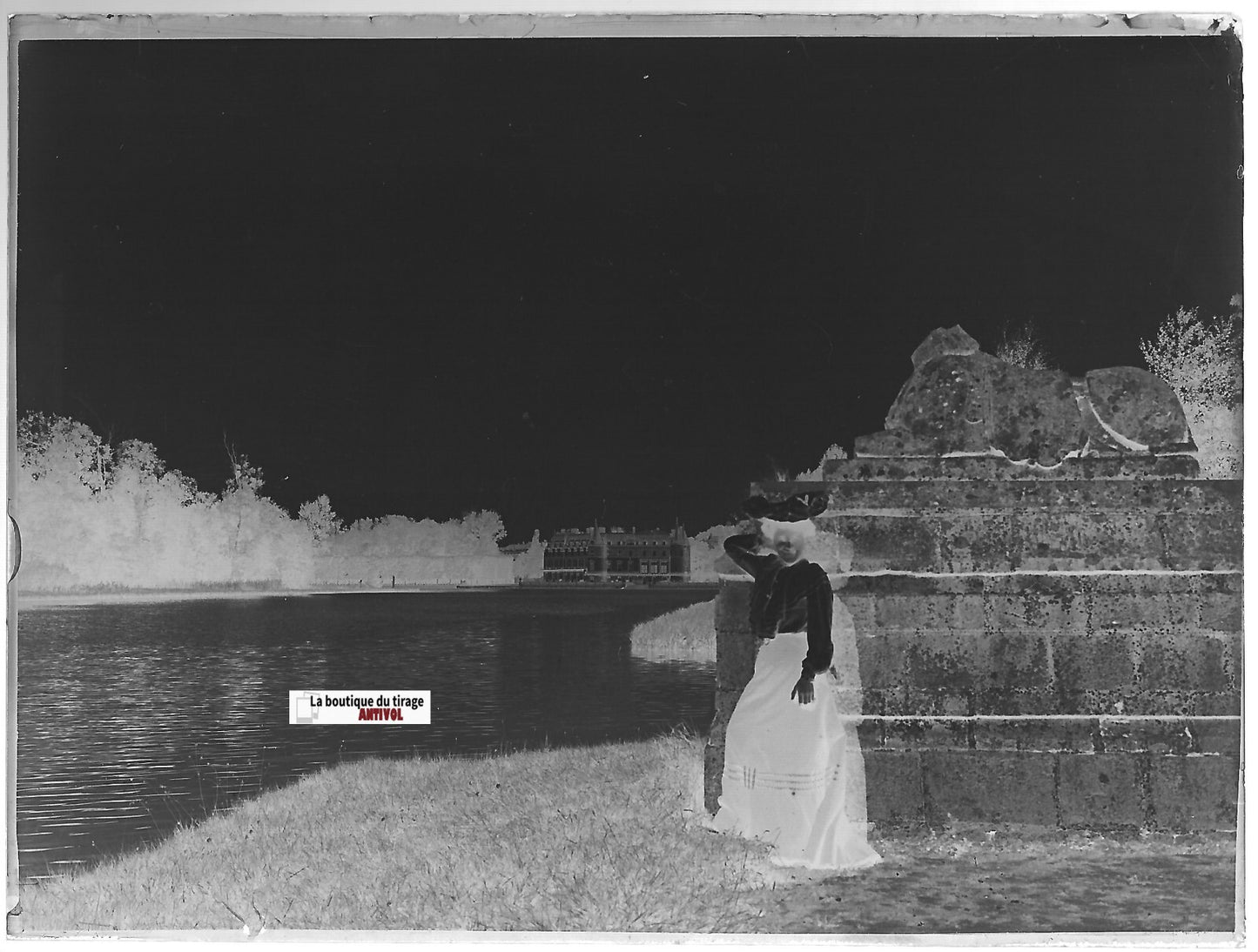 Château Rambouillet, Plaque verre photo, négatif noir & blanc 9x12 cm France