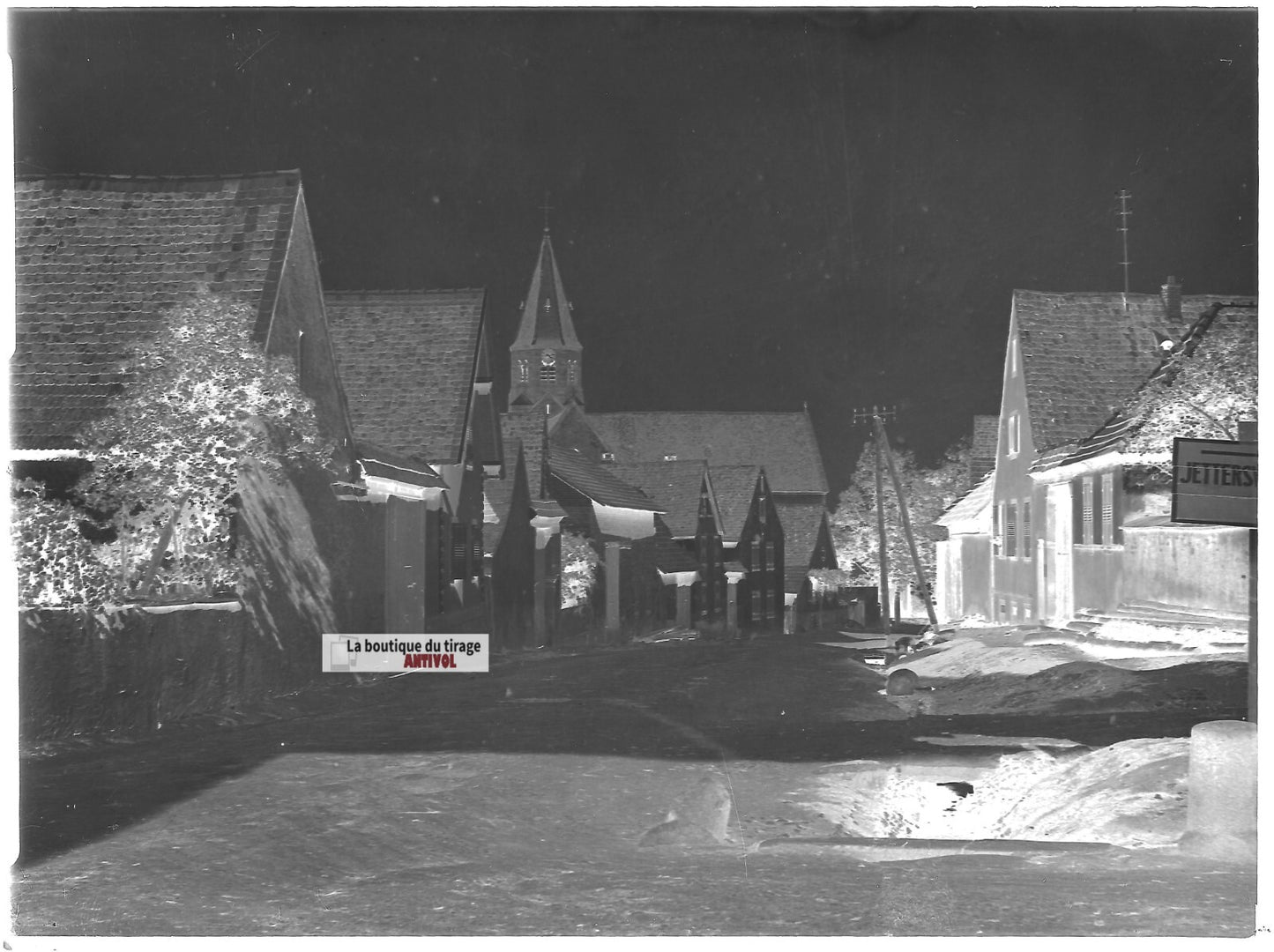 Plaque verre photo ancienne négatif noir et blanc 13x18 cm Reutenbourg village