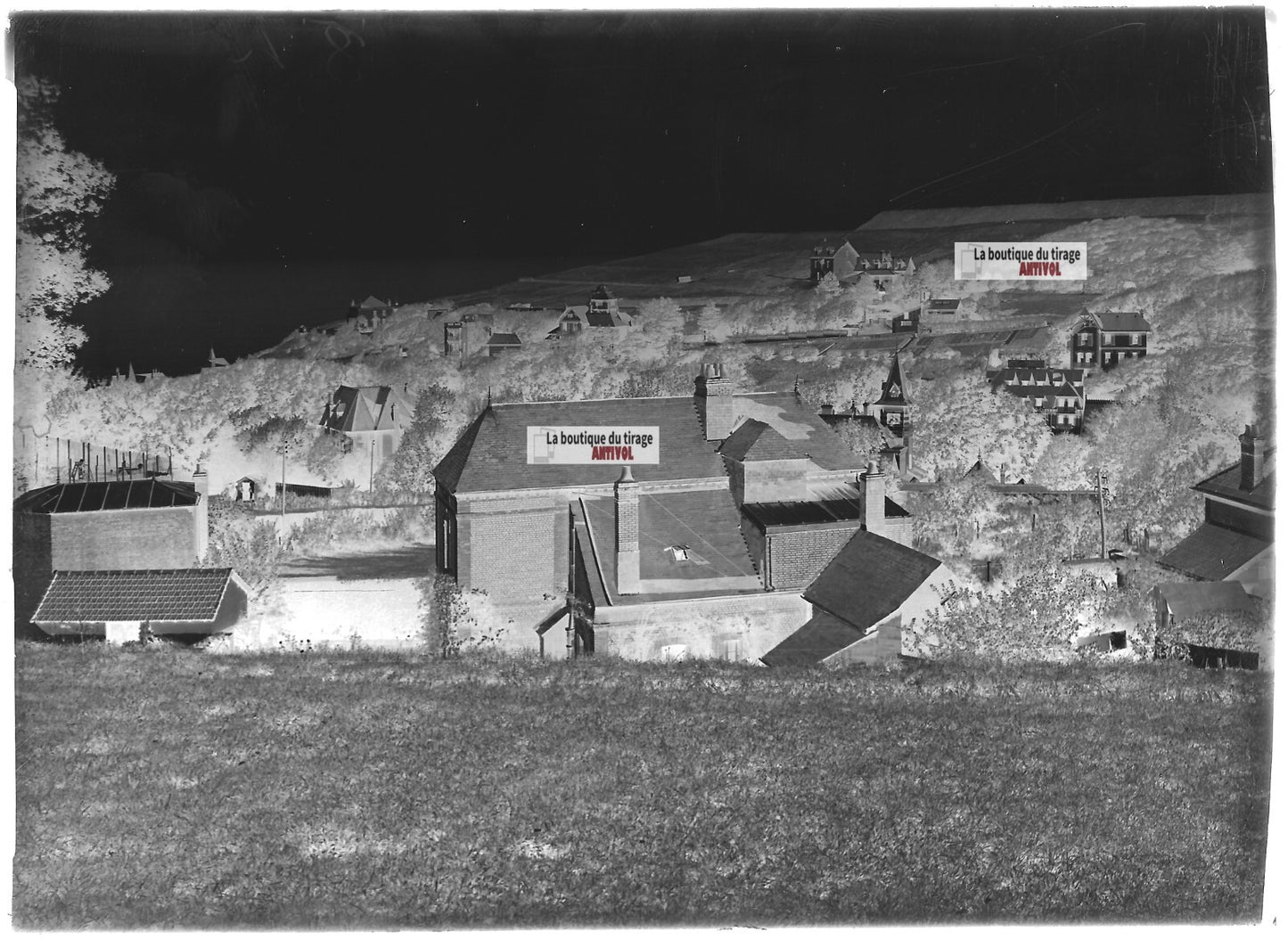 Plaque verre photo ancienne négatif noir et blanc 13x18 cm Puys Dieppe France