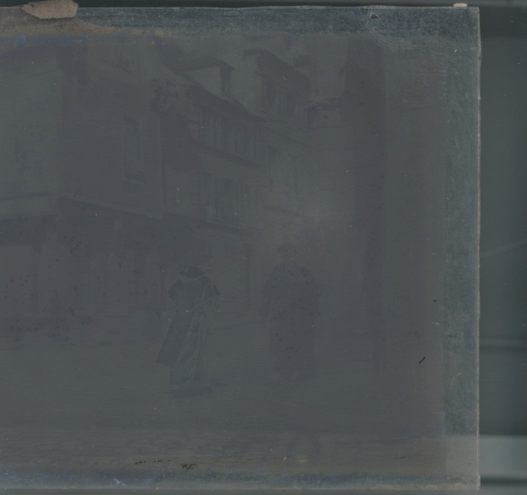 Rue Pasteur, ville, photo ancienne plaque verre, noir & blanc, 8,1x8,7 cm