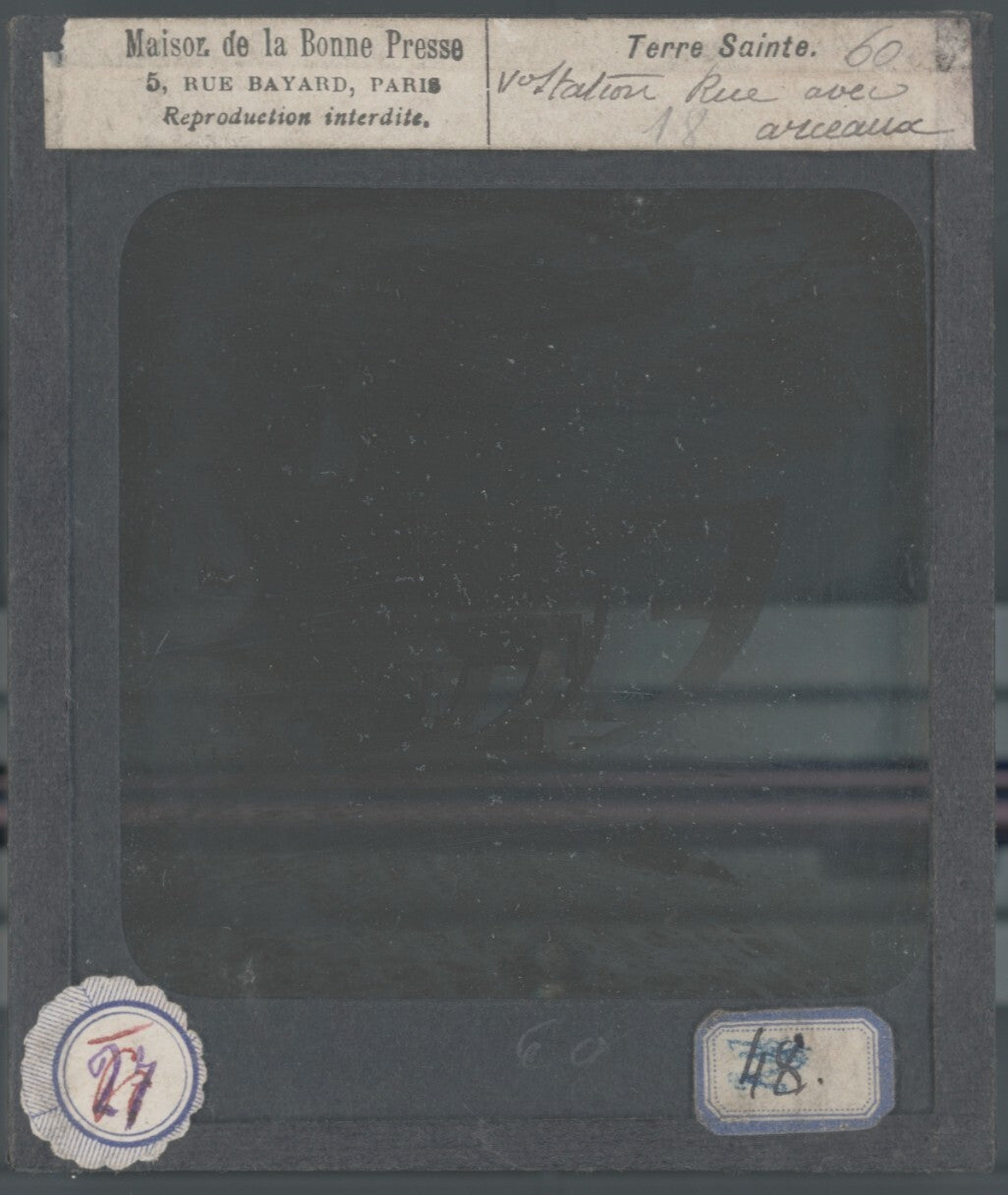 Via Dolorosa, Jérusalem, photo ancienne plaque de verre, positif 8,5x10 cm