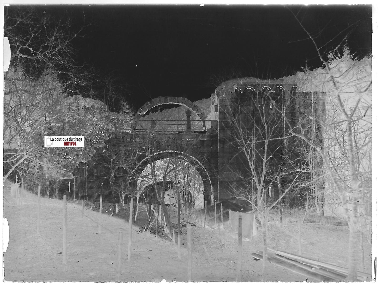 Abbaye, Niedermunster, Plaque verre photo, négatif ancien noir & blanc 9x12 cm