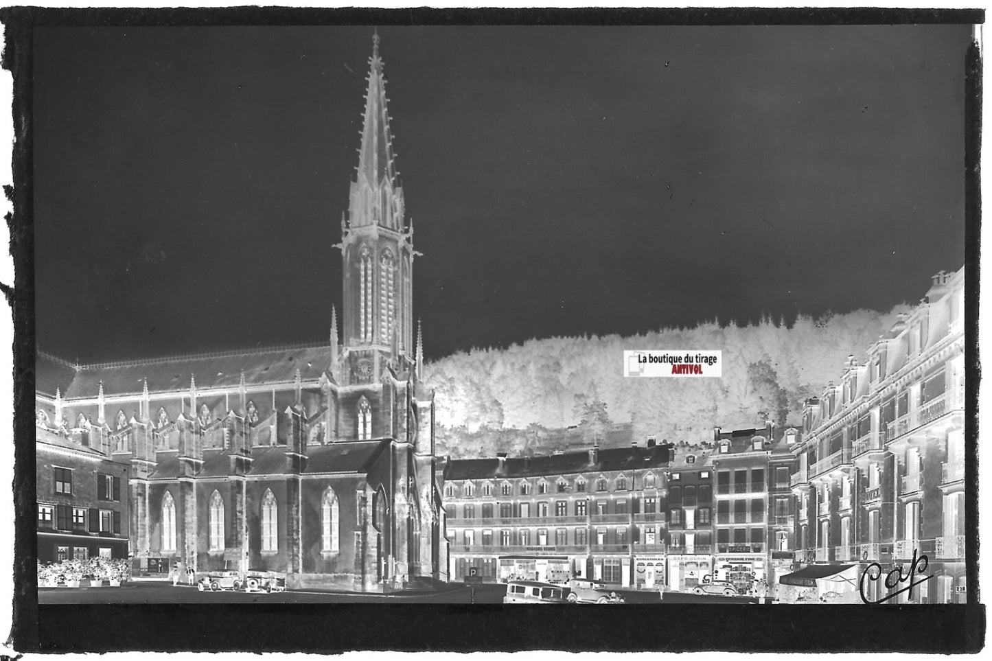 Plaque verre photo, négatif noir & blanc 9x14 cm, Plombières-les-Bains, Vosges