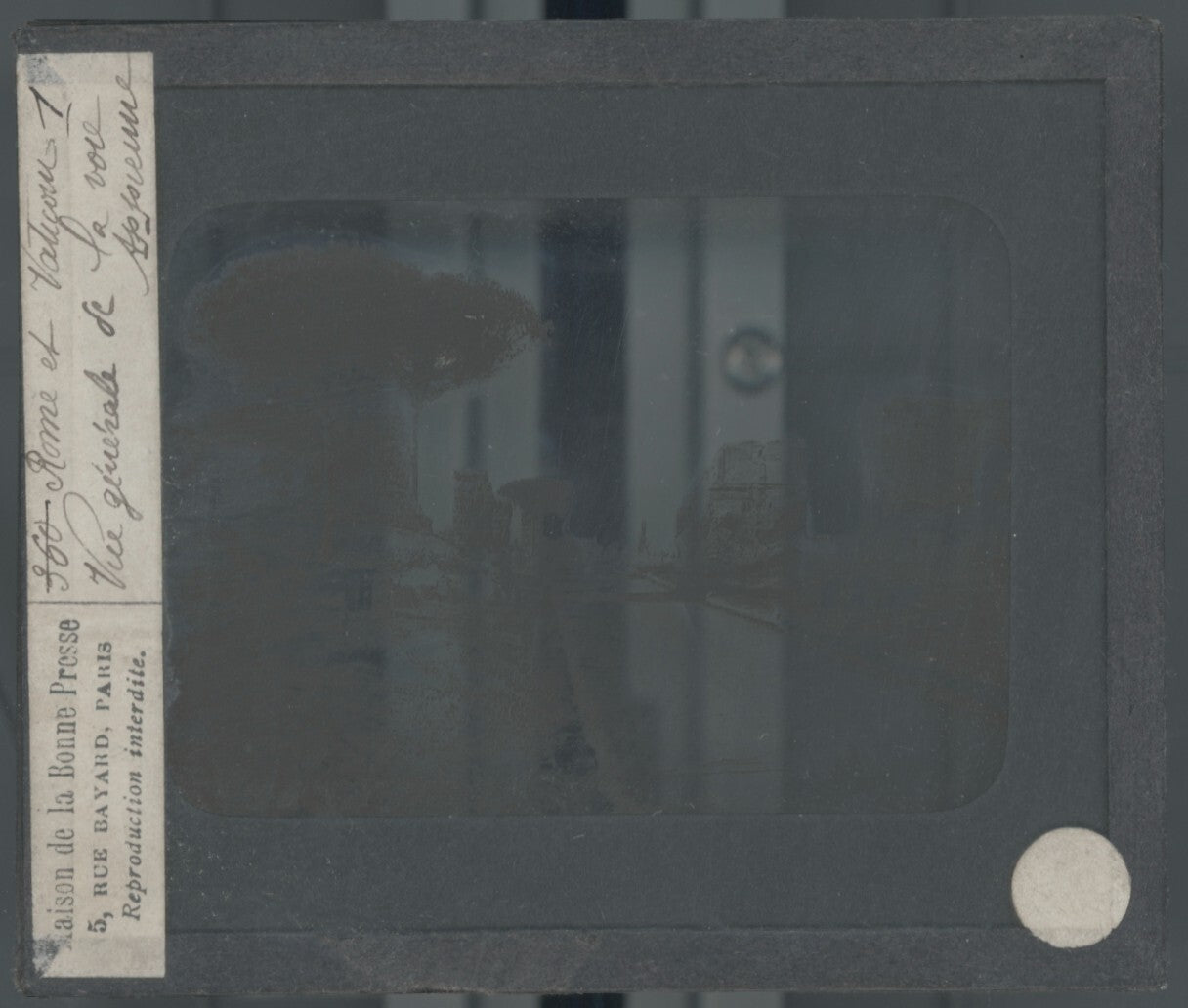 Via Appia, Rome, Italie, photo plaque verre, noir & blanc, positif 8,5x10 cm