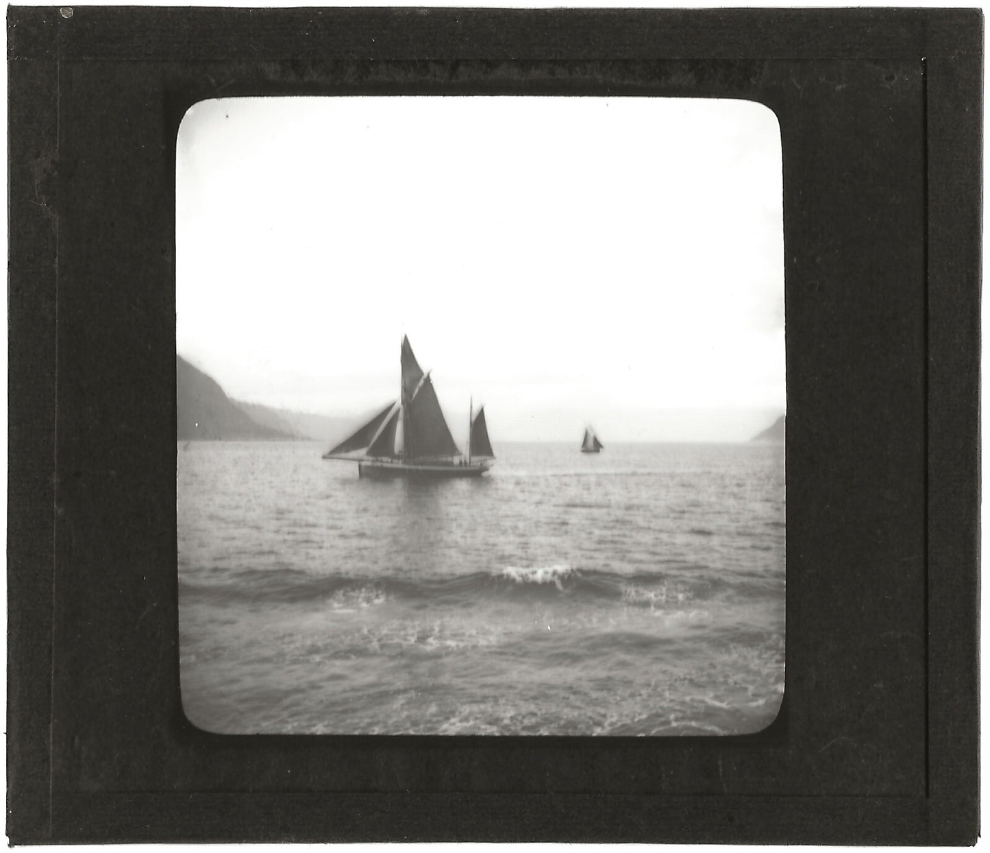 Bateaux, paysages, Norvège, photo ancienne plaque de verre, positif 8,5x10 cm
