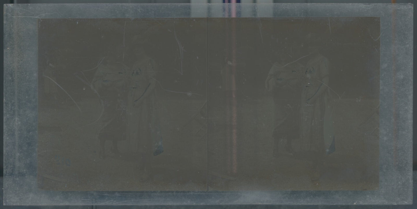 Hippodrome de Longchamp, Paris, plaque verre stéréoscopique, positif 8,5x17 cm