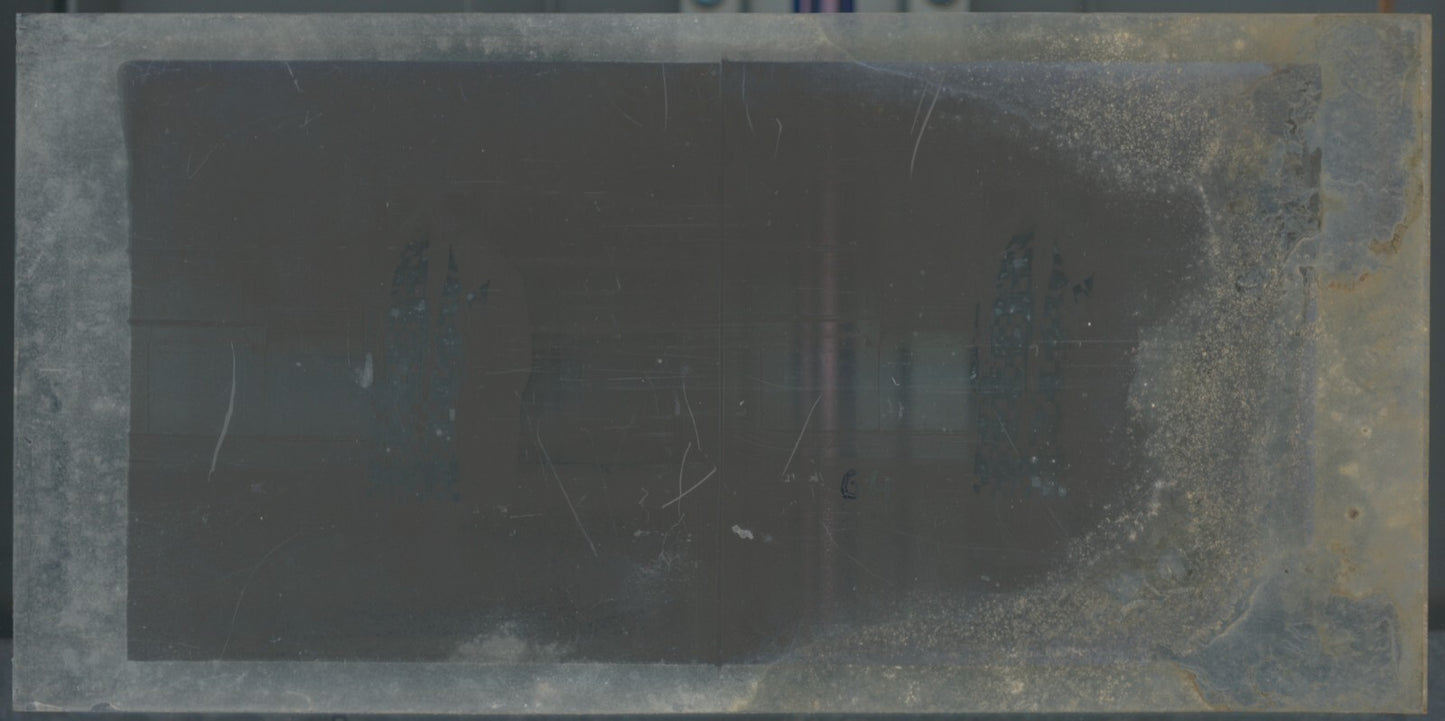 Scène de vie, Longchamp, Paris, plaque verre stéréoscopique, positif 8,5x17 cm