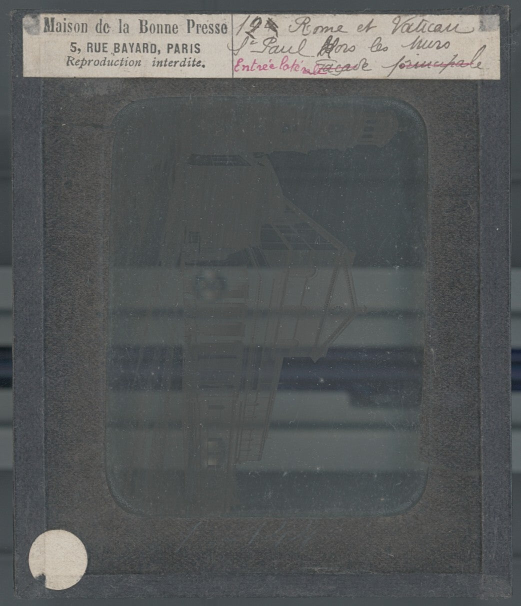 Basilique Saint-Paul-Hors-Les-Murs, Rome, photo plaque verre, positif 8,5x10 cm