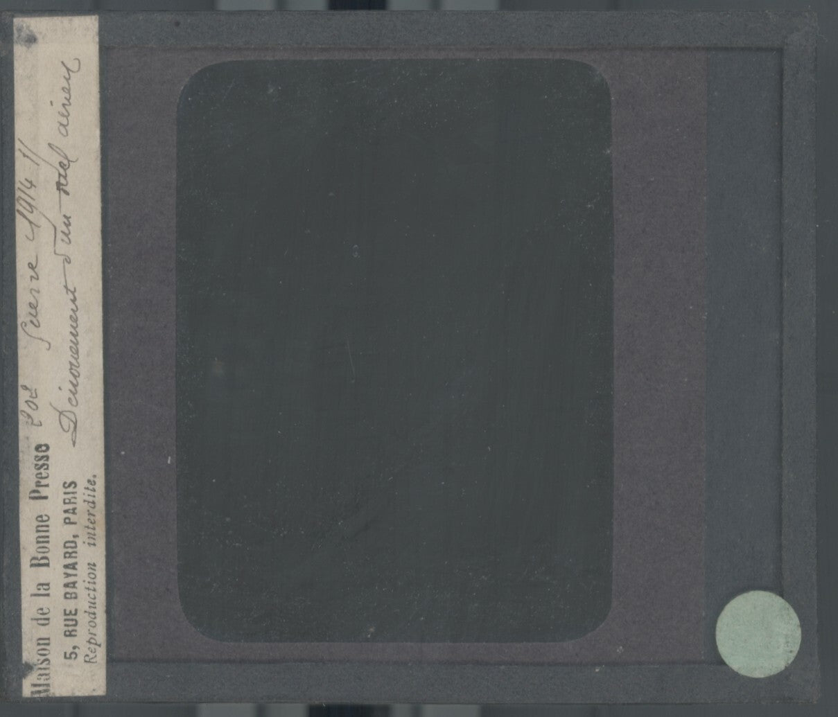 Dessin guerre 14-18, avion, plaque verre, noir & blanc, positif 8,5x10 cm