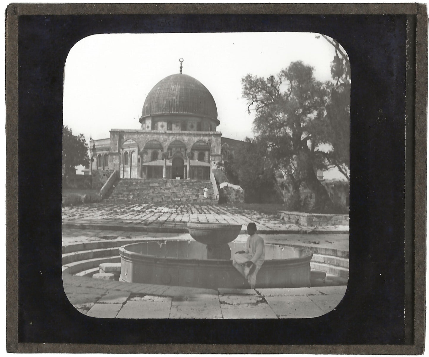 Mosquée d'Omar, Jérusalem, photo ancienne, plaque de verre, positif 8,5x10 cm