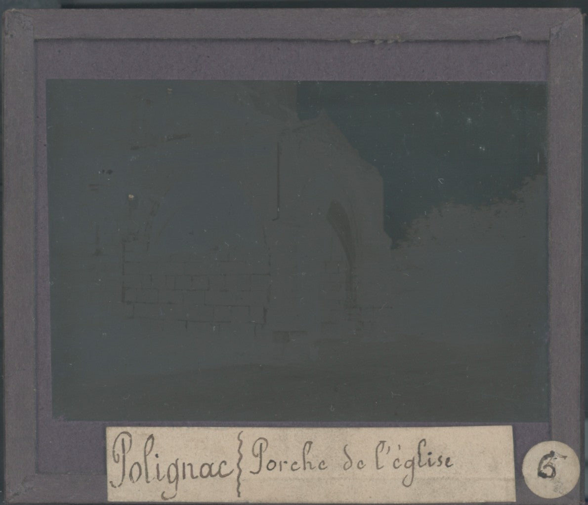 Eglise de Polignac, photo plaque verre, noir & blanc, positif 8,5x10 cm