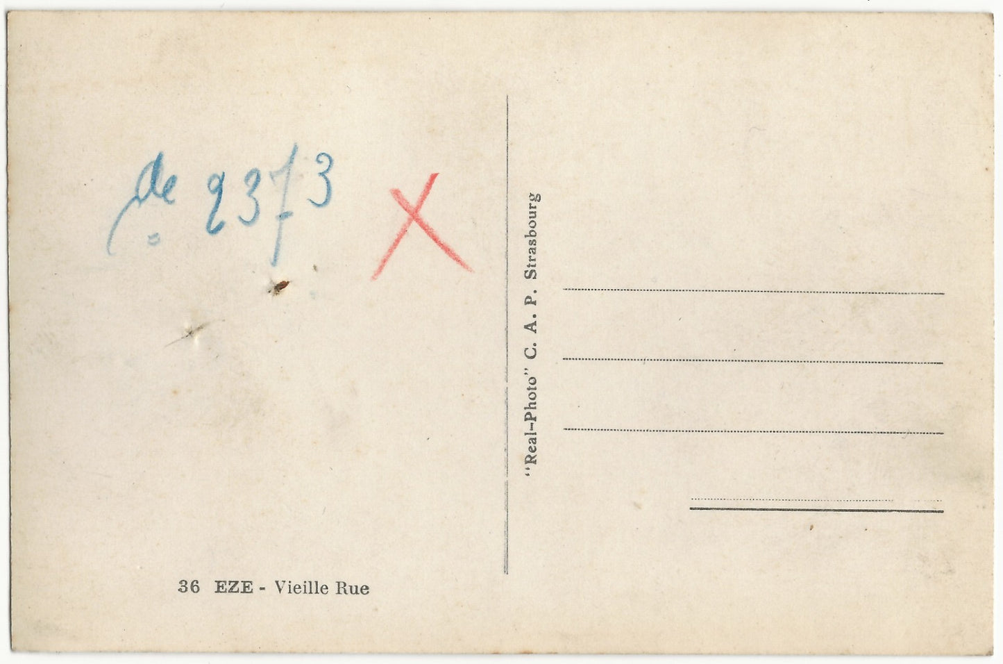 Plaque verre photo négatif noir & blanc 9x14 cm, Èze, Alpes-Maritimes + CPA