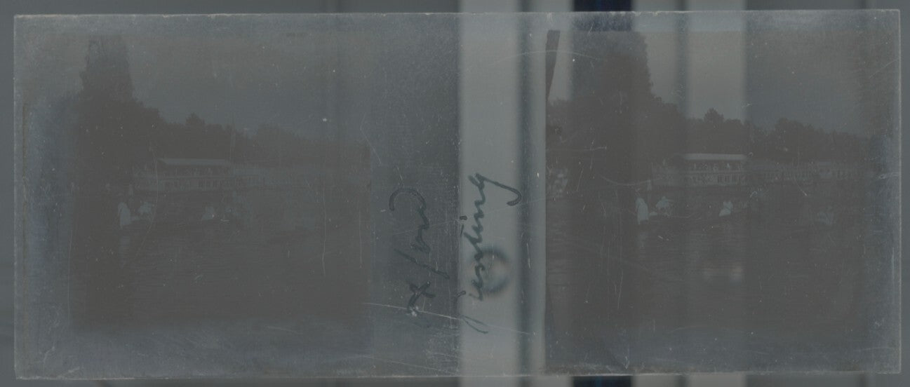 Angleterre, Oxford, Plaque verre stéréo, positif noir & blanc 4,5x10,7 cm
