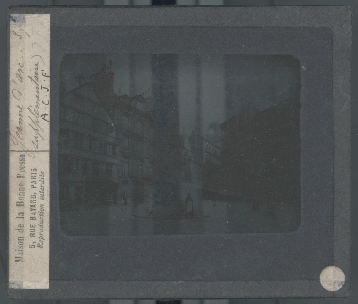 Statue Jeanne d'Arc, Rouen, photo plaque verre, noir & blanc, positif 8,5x10 cm