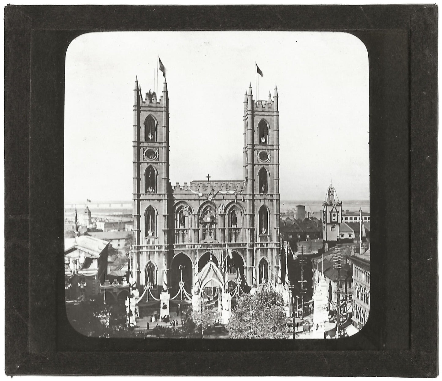 Basilique Notre-Dame de Montréal, photo plaque de verre, positif 8,5x10 cm
