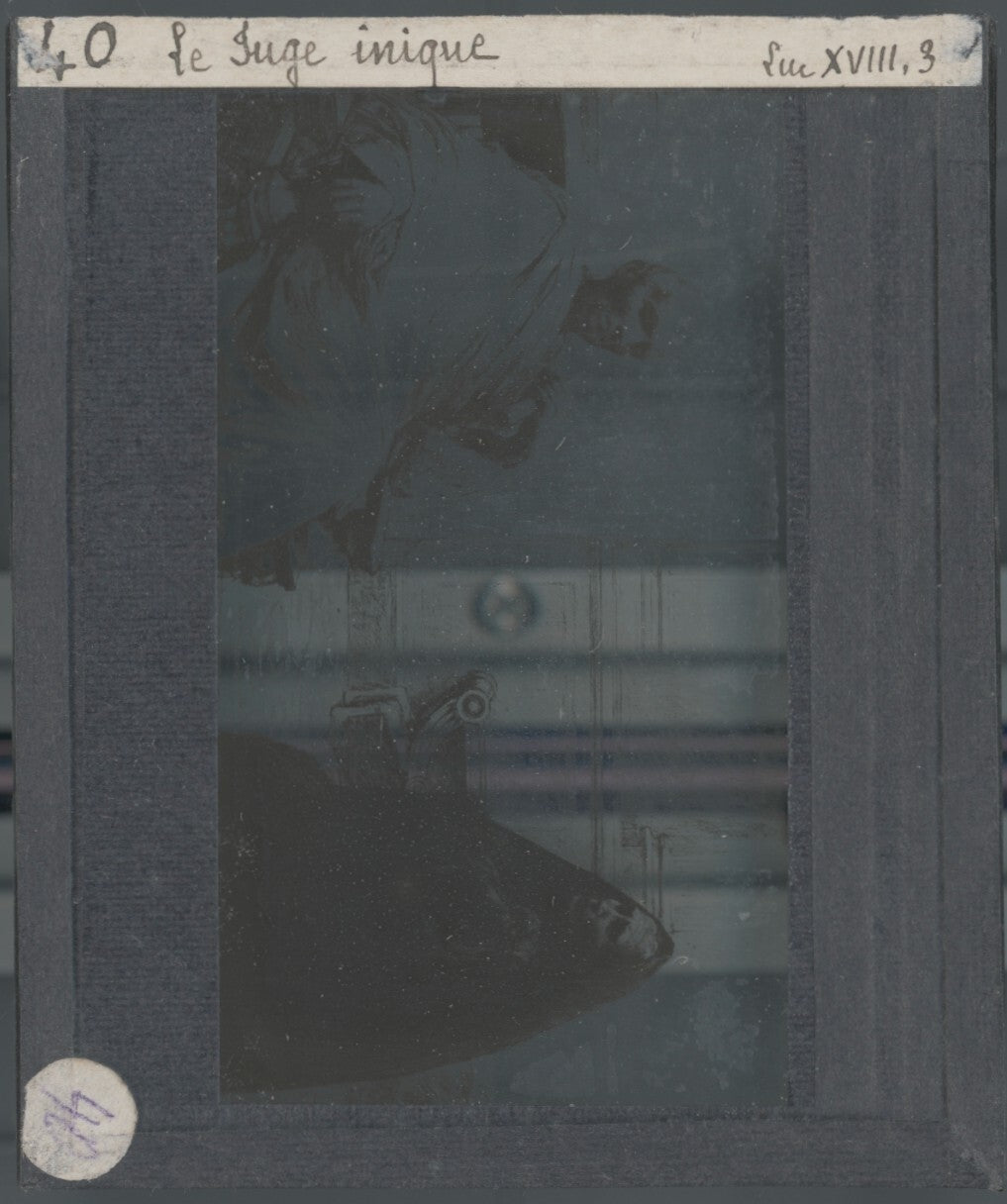 Luc, scène religieuse, dessin peinture plaque de verre, positif 8,5x10 cm