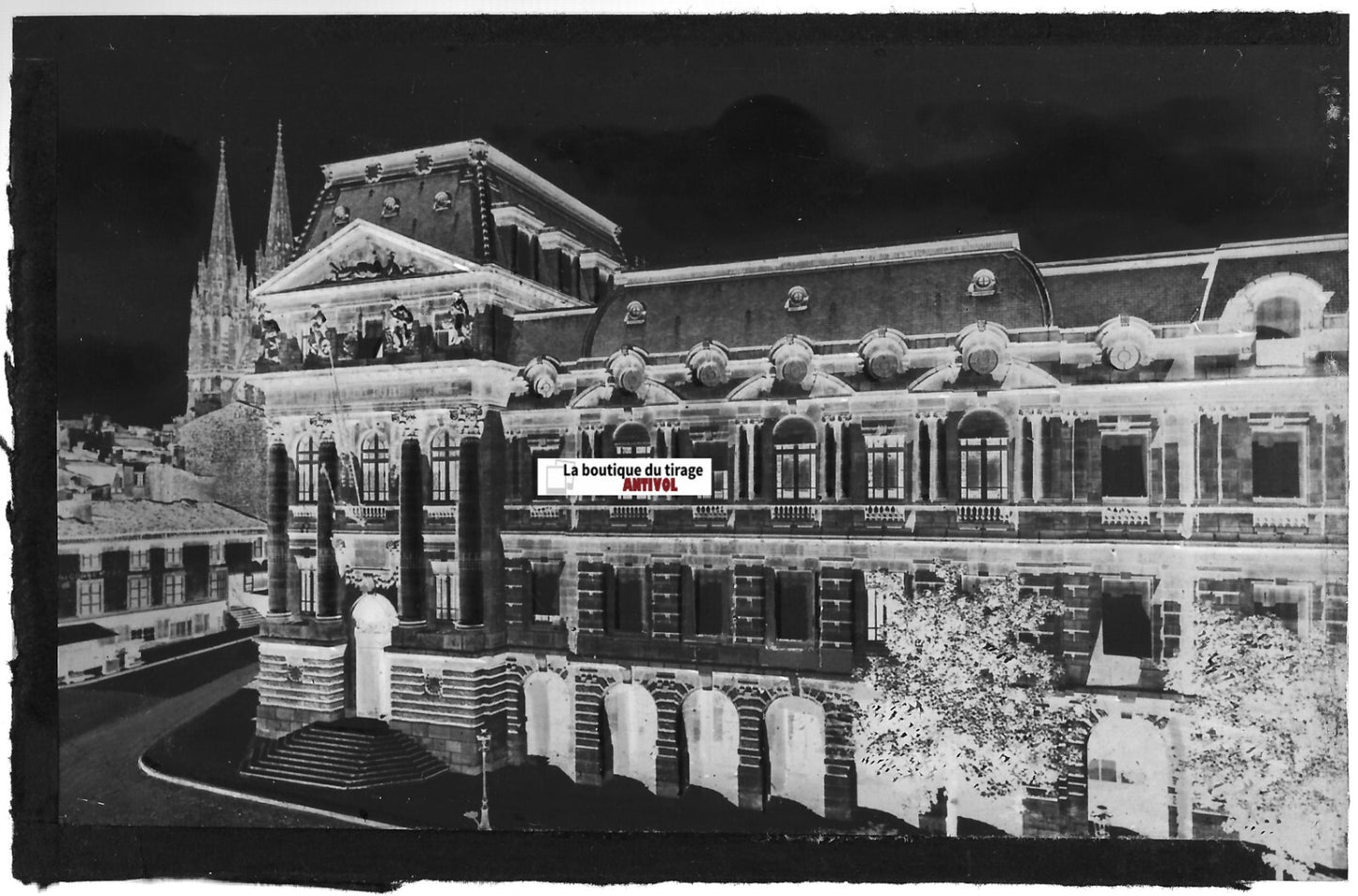 Plaque verre, photo négatif noir & blanc 9x14 cm, Clermont-Ferrand, Préfecture