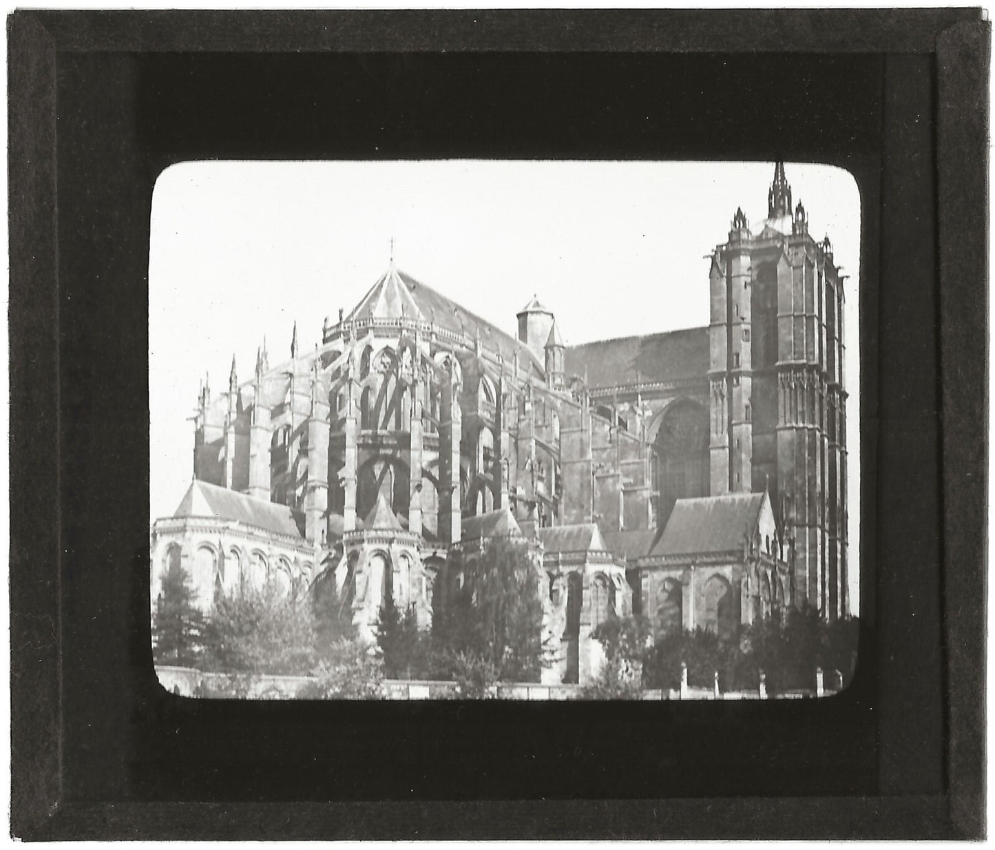 Cathédrale Saint Julien-Le Mans, photo plaque de verre, positif 8,5x10 cm