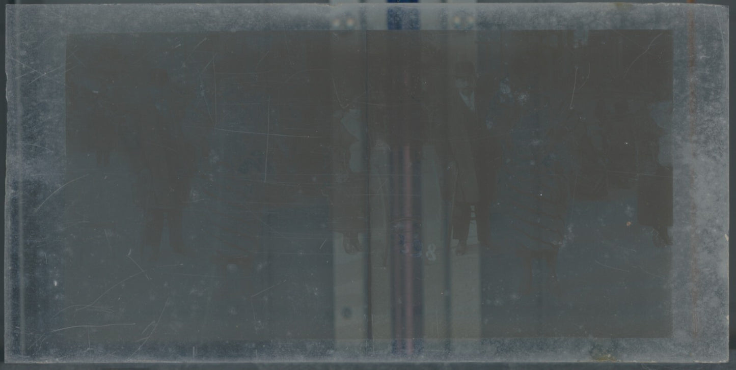 Personnages, Longchamp, Paris, plaque verre stéréoscopique, positif 8,5x17 cm