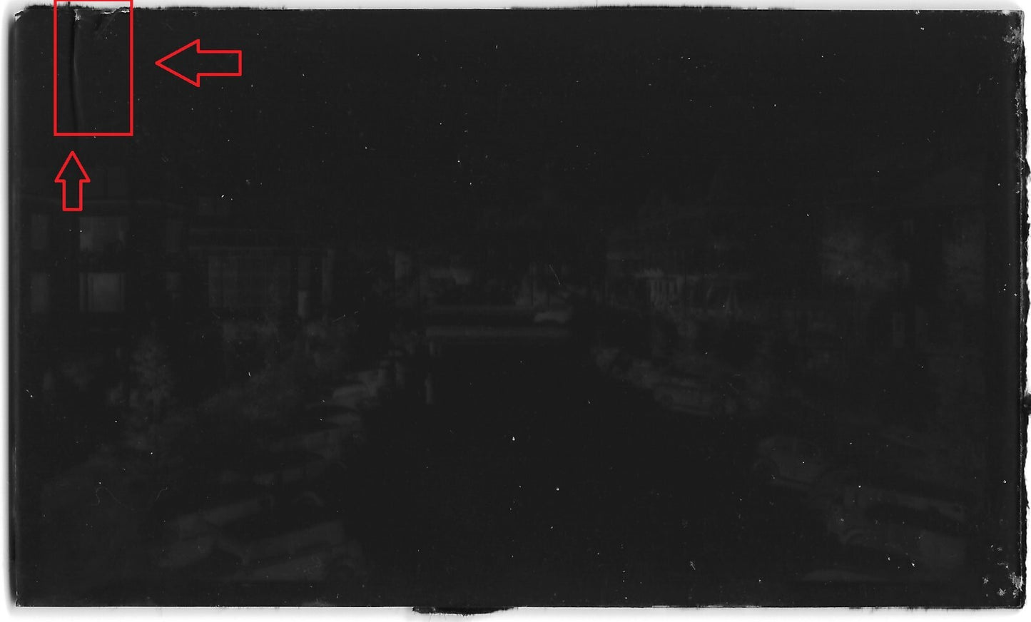 Vichy, place de La Poste, Plaque verre photo, négatif noir & blanc 6x11 cm