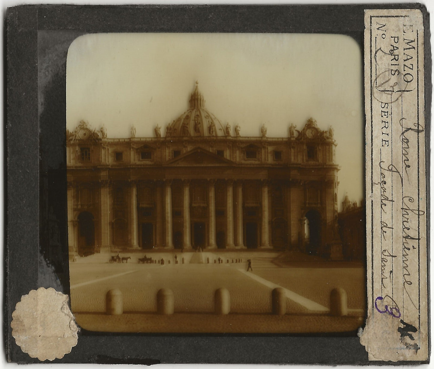 Basilique Saint-Pierre, Rome, photo ancienne plaque verre, positif 8,5x10 cm
