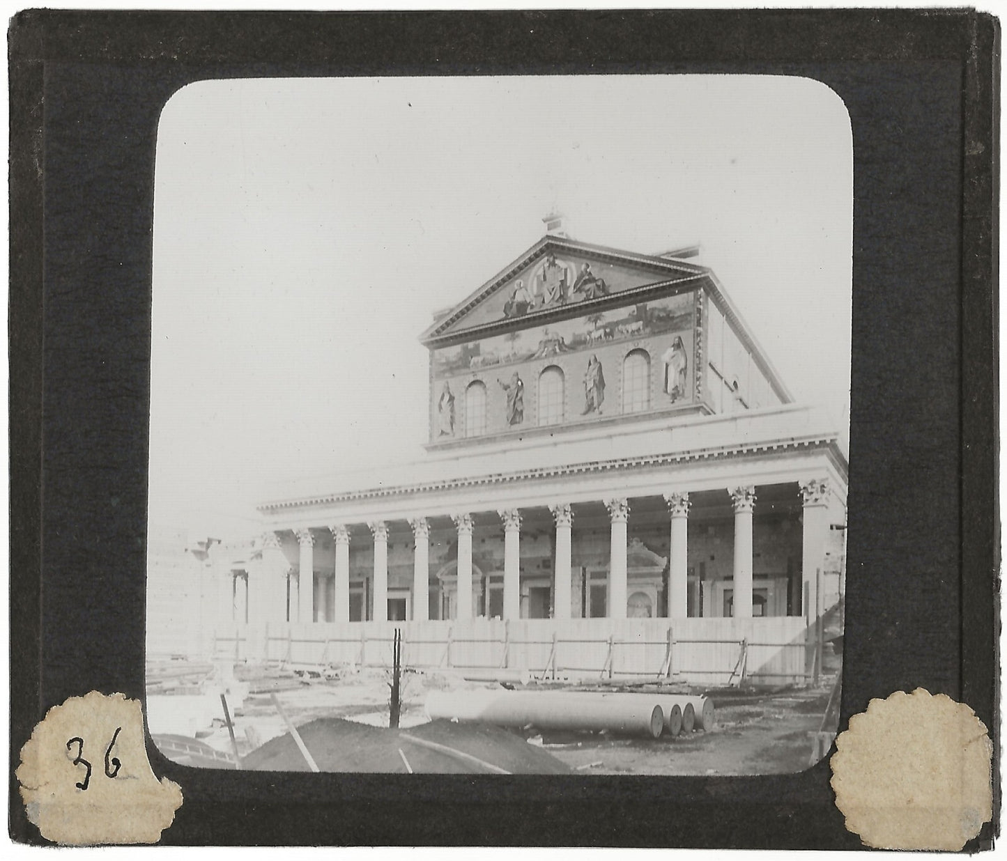 Basilique Saint-Paul-Hors-Les-Murs, Rome, photo plaque verre, positif 8,5x10 cm