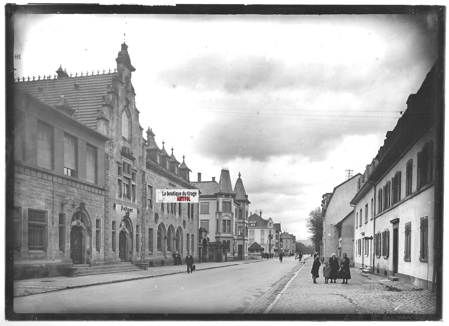 Plaque verre photo ancienne positif noir et blanc 13x18 cm Saint-Louis Alsace