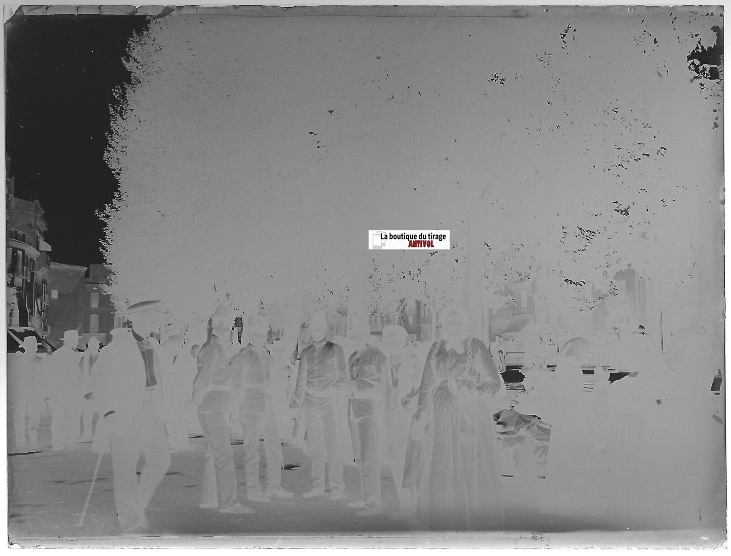 Perpignan, soldats, Plaque verre photo ancienne, négatif noir & blanc 9x12 cm
