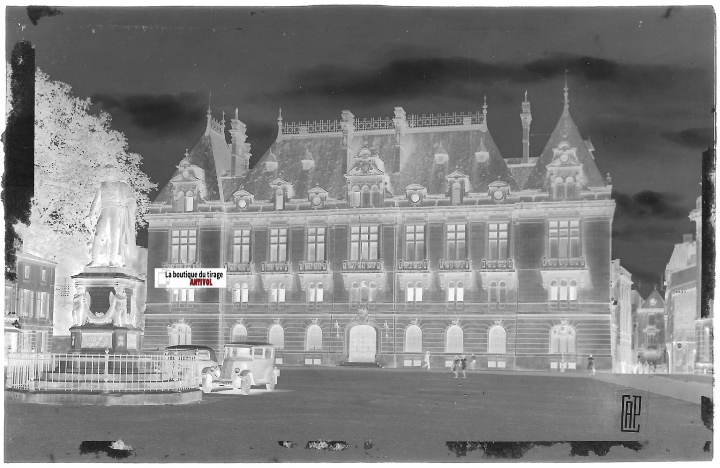 Plaque verre photo, négatif noir & blanc 9x14 cm, Bar-le-Duc, Préfecture, Meuse