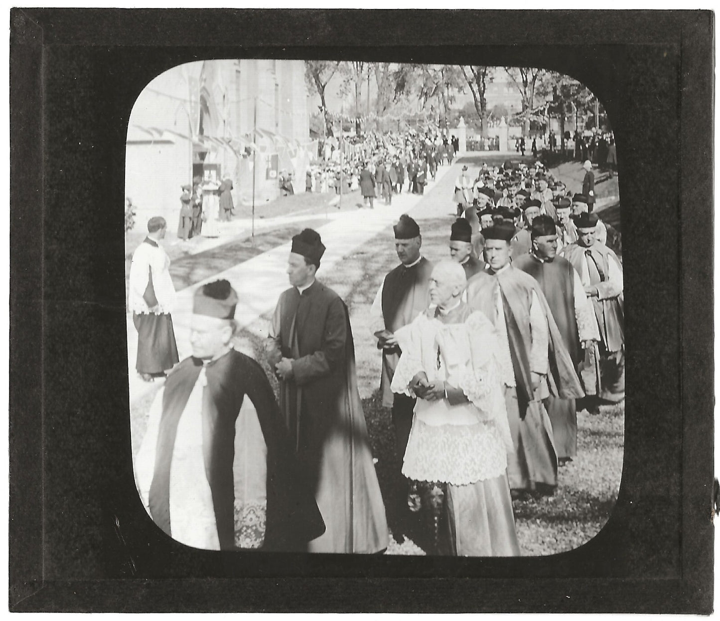 Défilé des évêques, Canada, photo ancienne plaque verre, positif 8,5x10 cm