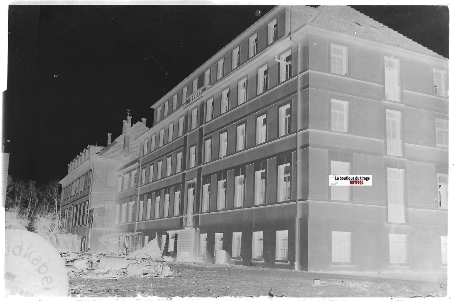 Plaque verre photo ancienne, négatif noir & blanc 10x15 cm, à situer, France